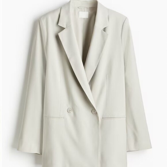 H&M Classic Double Breasted Oversized Beige Blazer - Picture 1 of 5